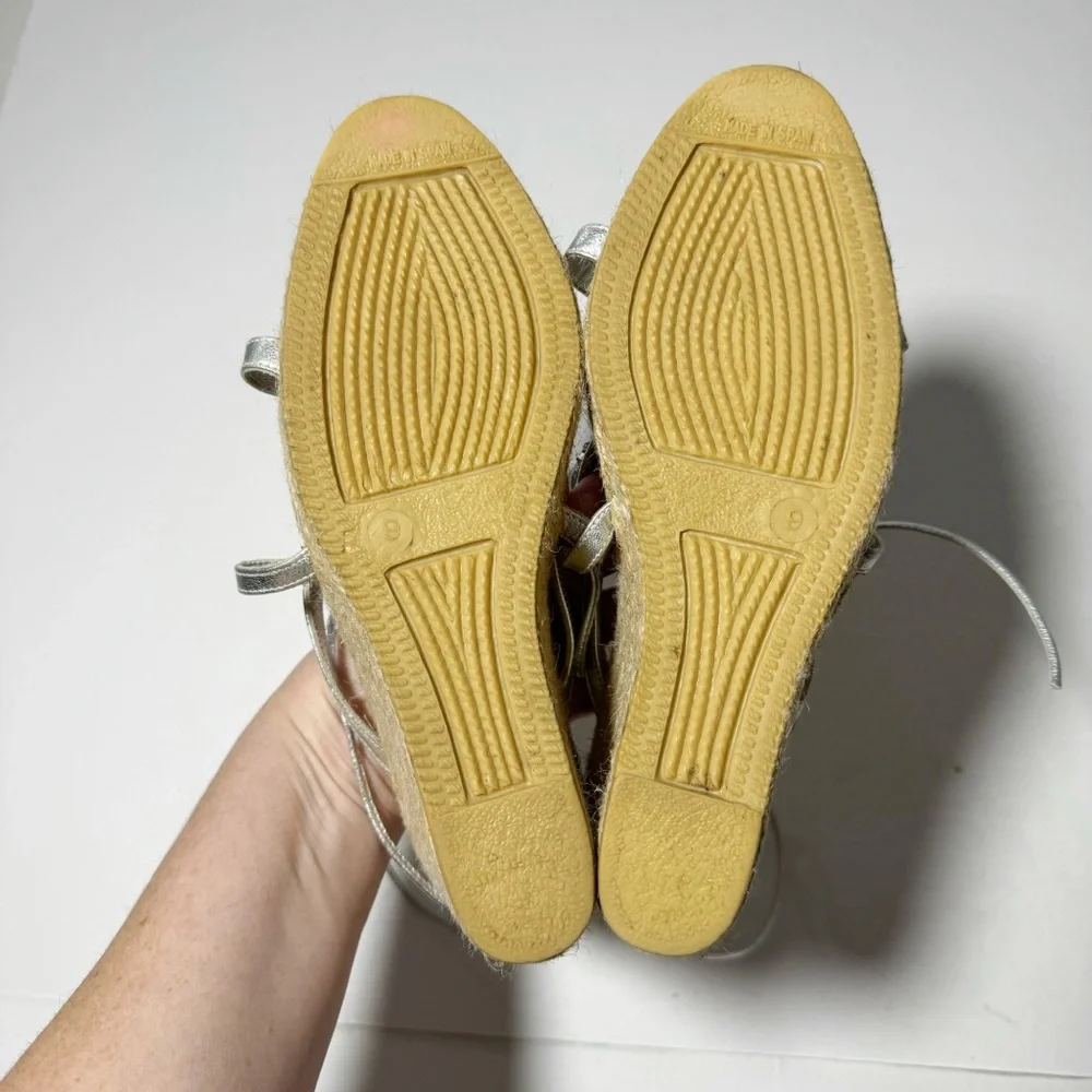 Tory Burch Silver Wedge Espadrilles
